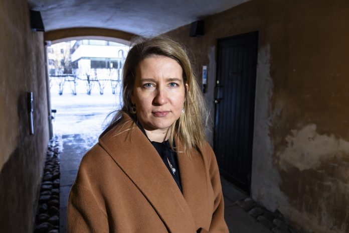 Politiikan tutkija Johanna Vuorelma Helsingissä.